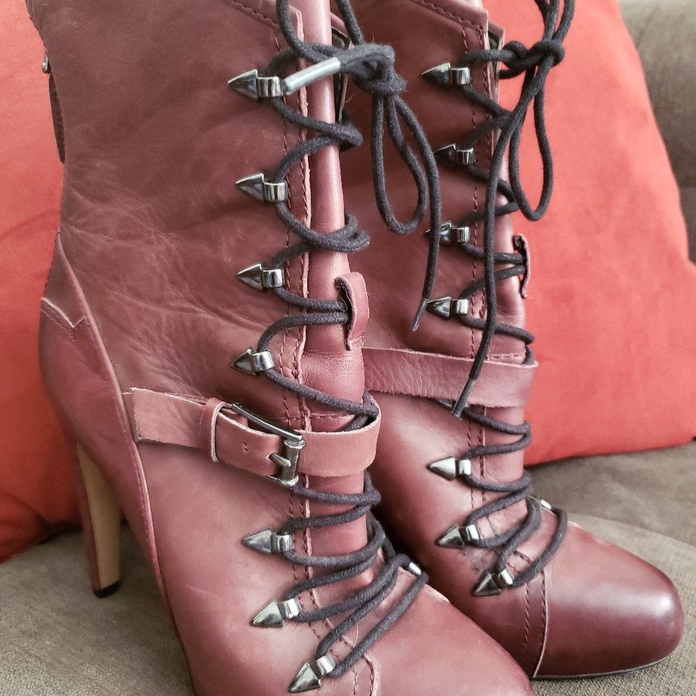 Sam Edelman Burgundy Knox lace up boots -Sz 6
